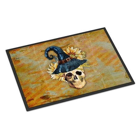 Day Of The Dead Witch Skull Indoor Or Outdoor Mat; 24 X 36 In.